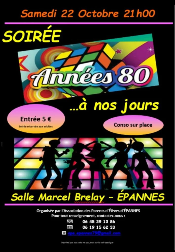 Une soirée "années 80" à Epannes samedi 22 octobre • Niort info