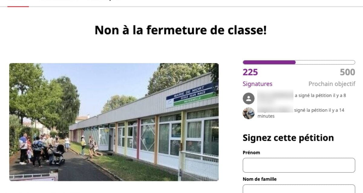 Une pétition lancée contre la fermeture d’une classe maternelle à Niort