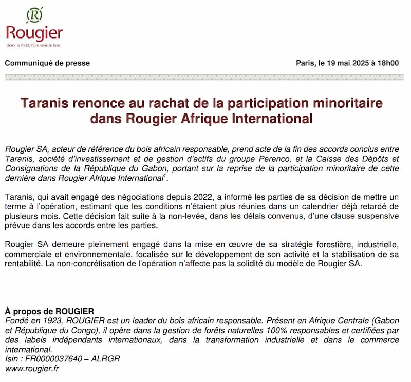 communiqué de presse Rougier SA 19 mai 2025